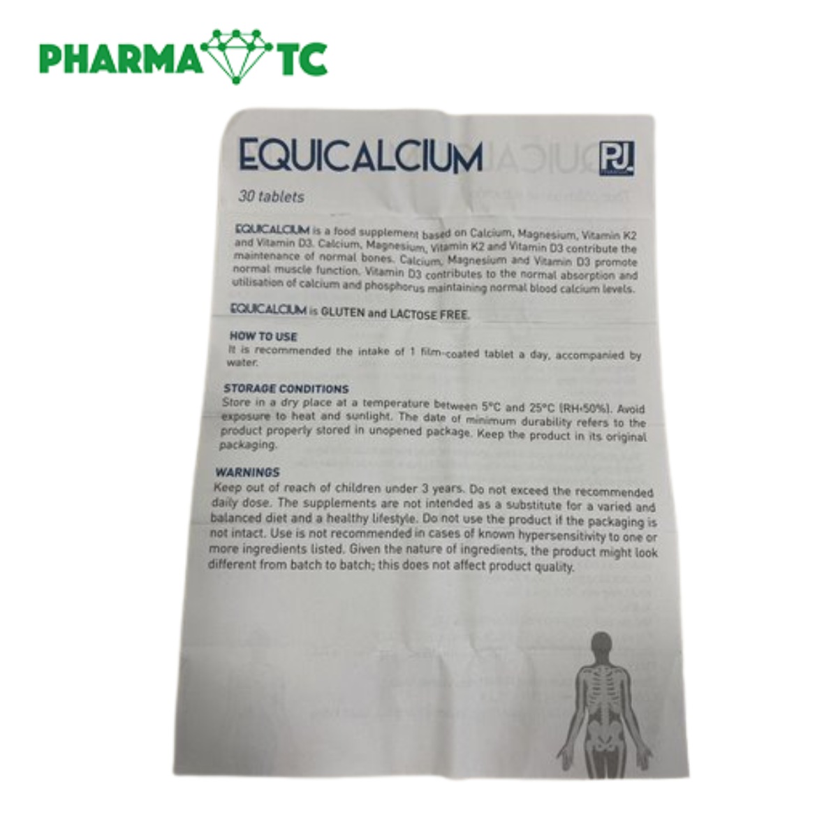 Mặt sau tờ thông tin sản phẩm equicalcium