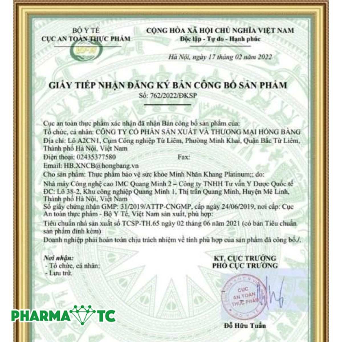 Minh Nhãn Khang Platinum tiếp nhận công bố