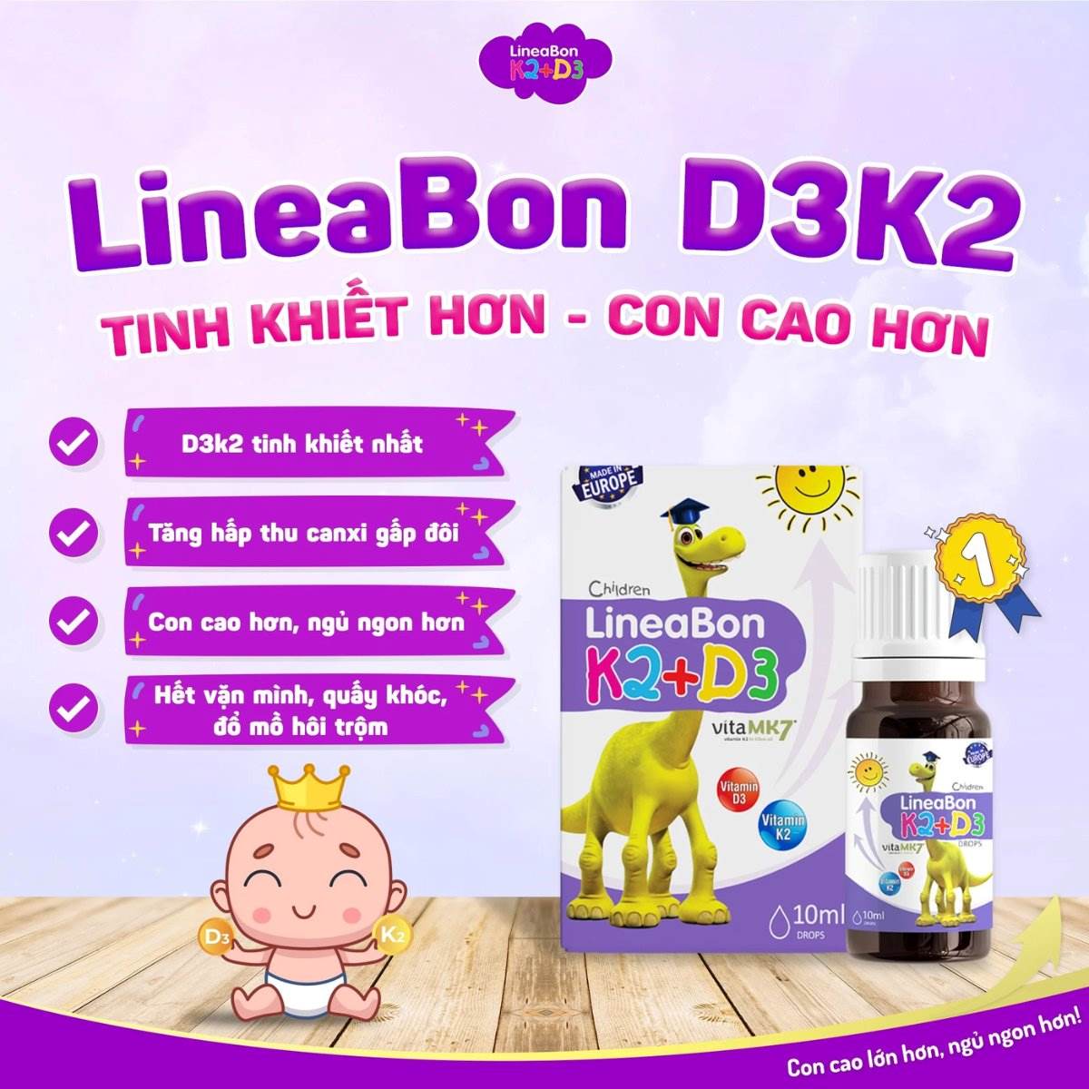LineaBon K2+D3 tinh khiết