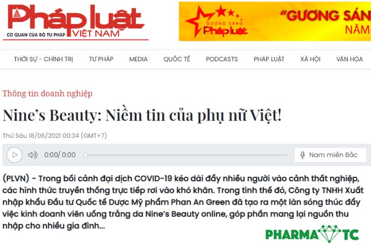 Báo Pháp luật đưa tin về Nine’s Beauty